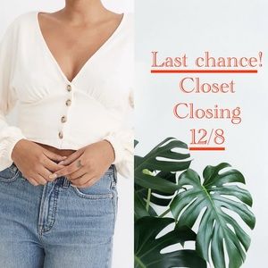 Madewell Cream Deep V top, size L